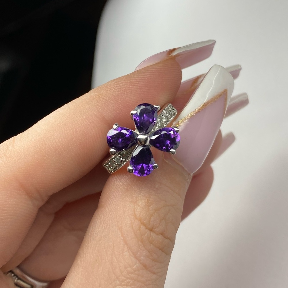 Purple Flower Shape Ring